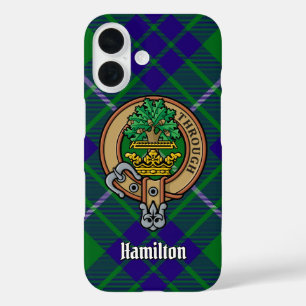Clan Hamilton Wappen über Jagd Tartan iPhone 16 Hülle