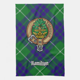 Clan Hamilton Wappen über Jagd Tartan Geschirrtuch