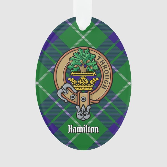 Clan Hamilton Wappen über Jagd Tartan Ornament (Vorderseite)