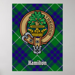 Clan Hamilton Wappen über Jagd Tartan Poster