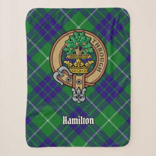 Clan Hamilton Wappen über Jagd Tartan Sherpadecke