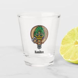 Clan Hamilton Wappen über Jagd Tartan Shot Glass Schnapsglas