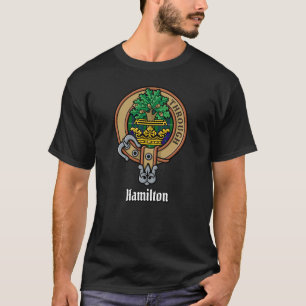 Clan Hamilton Wappen über Jagd Tartan T - Shirt