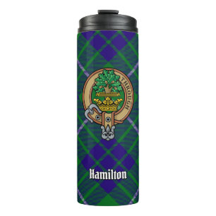 Clan Hamilton Wappen über Jagd Tartan Thermosbecher