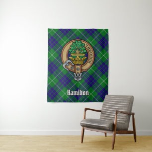 Clan Hamilton Wappen über Jagd Tartan Wandteppich