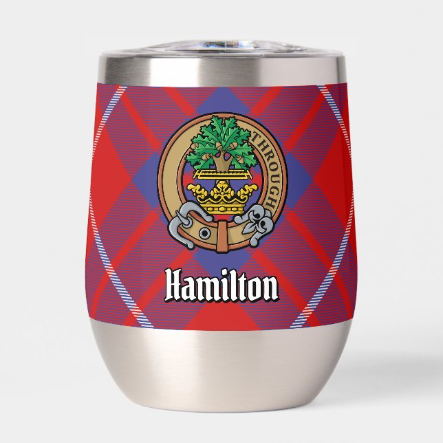 Clan Hamilton Wappen über Red Tartan (Vorderseite)