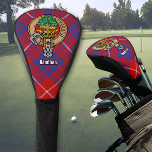 Clan Hamilton Wappen über Red Tartan Golf Headcover