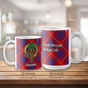 Clan Hamilton Wappen über Red Tartan Kaffeetasse