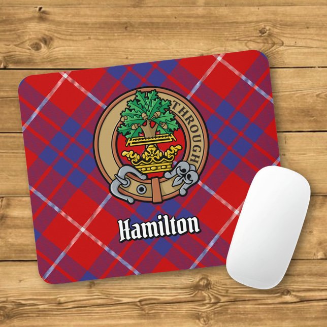 Clan Hamilton Wappen über Red Tartan Mousepad (Von Creator hochgeladen)