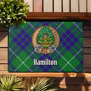 Clan Hamilton Wappen über Tartan Fußmatte