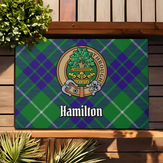 Clan Hamilton Wappen über Tartan Fußmatte (Von Creator hochgeladen)