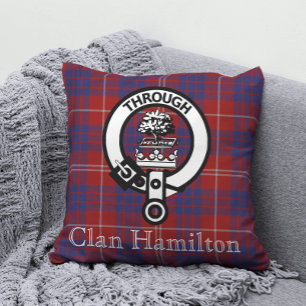 Clan Hamilton Wappen und Tartan Kissen
