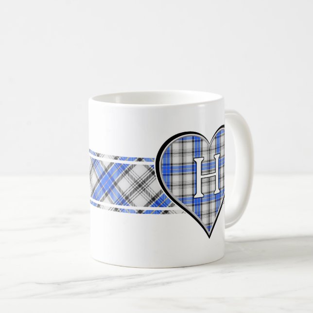 Clan Hannay Tartan Heart Kaffeetasse (VorderseiteRechts)