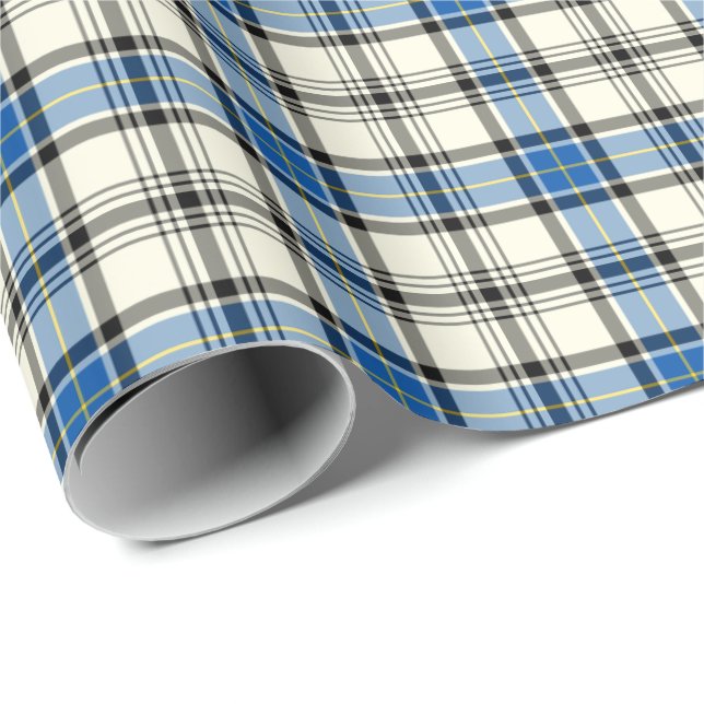 Clan Hannay und Hannah Tartan Blue und White Karie Geschenkpapier (Rolleneckpunkt)
