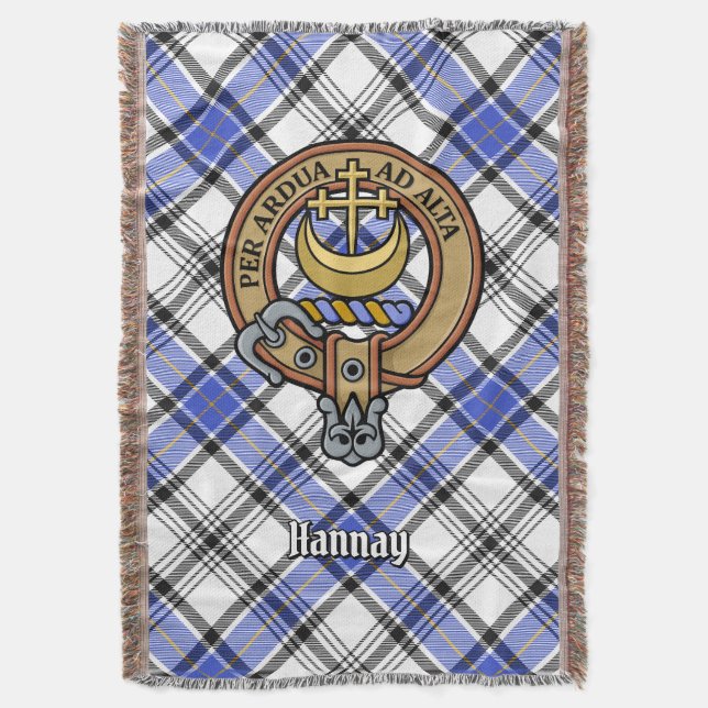Clan Hannay-Wappen über Tartan Decke (Vorderseite Vertikal)