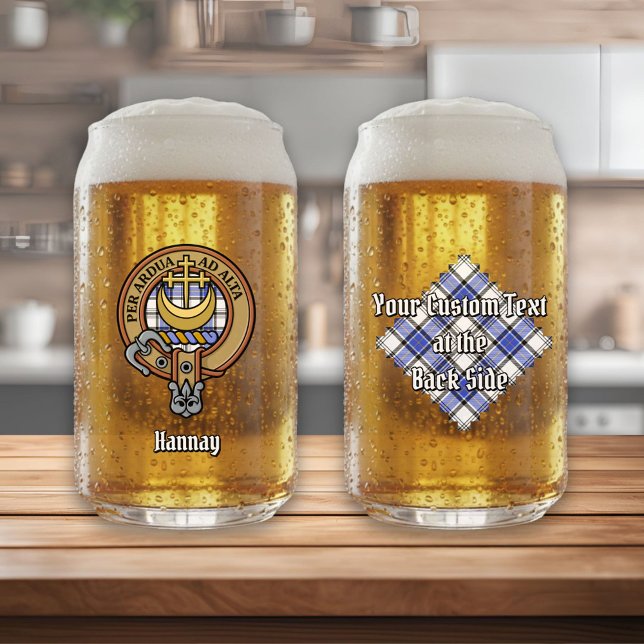 Clan Hannay Wappen über Tartan Dosenglas (Von Creator hochgeladen)
