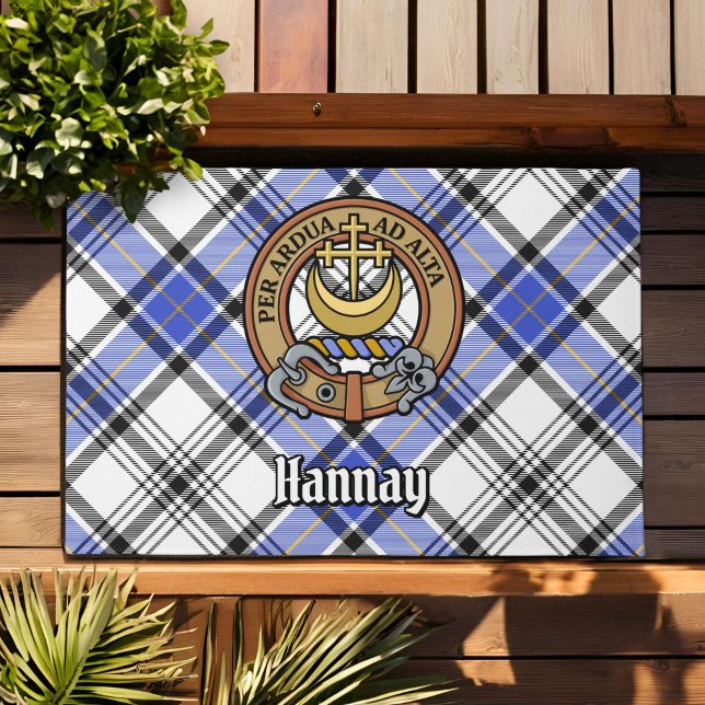 Clan Hannay Wappen über Tartan Fußmatte (Von Creator hochgeladen)