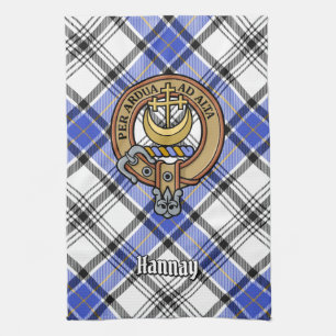 Clan Hannay Wappen über Tartan Geschirrtuch