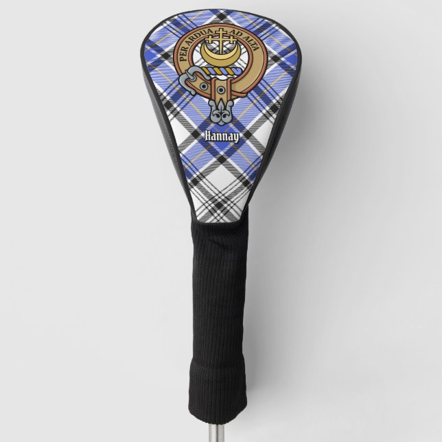 Clan Hannay Wappen über Tartan Golf Headcover (Vorderseite)