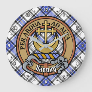 Clan Hannay Wappen über Tartan Große Wanduhr