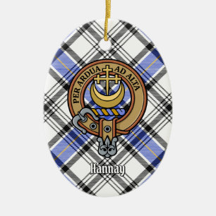 Clan Hannay Wappen über Tartan Keramik Ornament