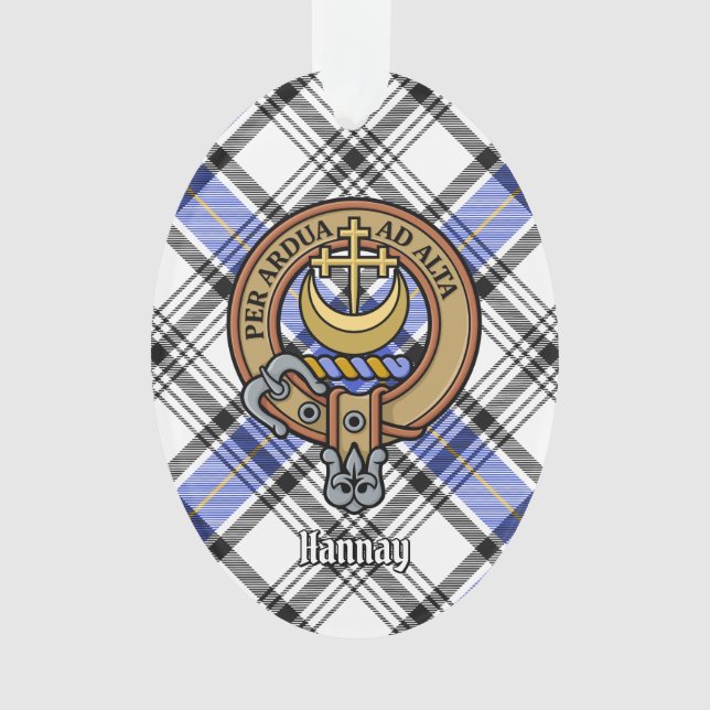 Clan Hannay Wappen über Tartan Ornament (Vorderseite)