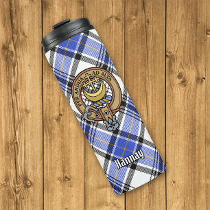 Clan Hannay Wappen über Tartan Thermosbecher