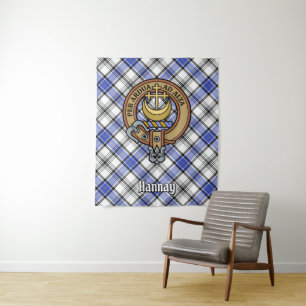 Clan Hannay Wappen über Tartan Wandteppich