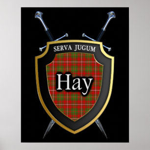 Clan Hay Tartan Scottish Shield & Schwerter Poster