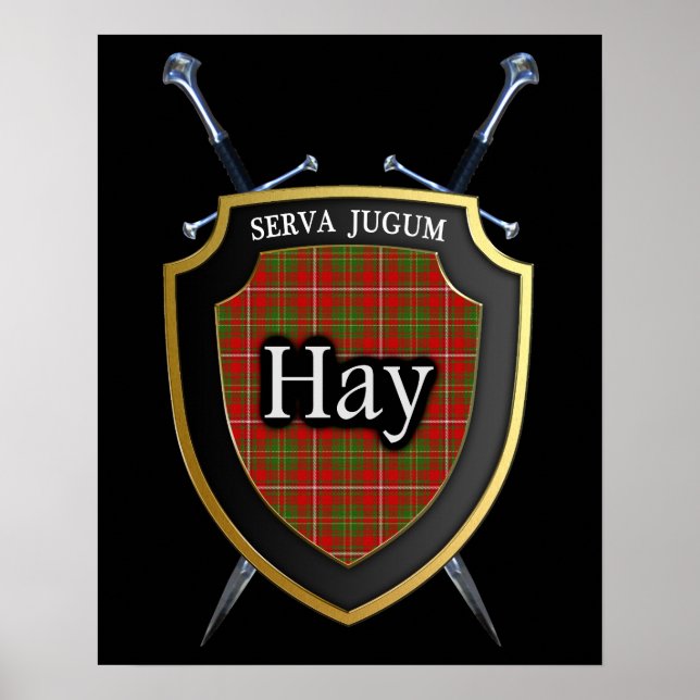 Clan Hay Tartan Scottish Shield & Schwerter Poster (Vorne)