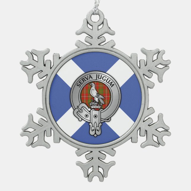 Clan Hay Wappen & Tartan Schneeflocken Zinn-Ornament (Vorderseite)