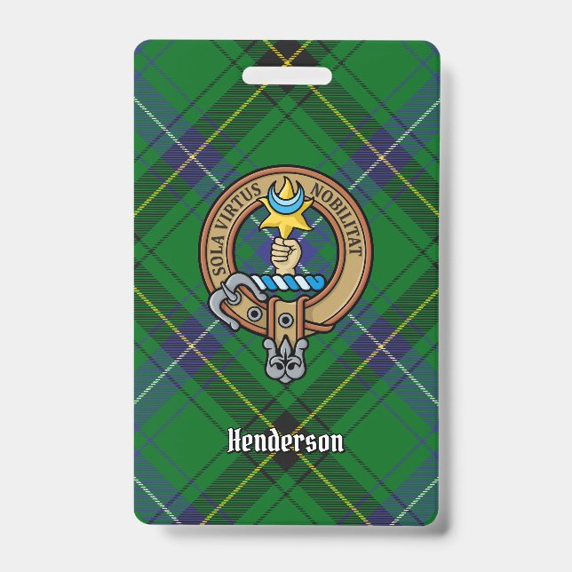 Clan Henderson Wappen über Tartan Ausweis (Vorderseite)