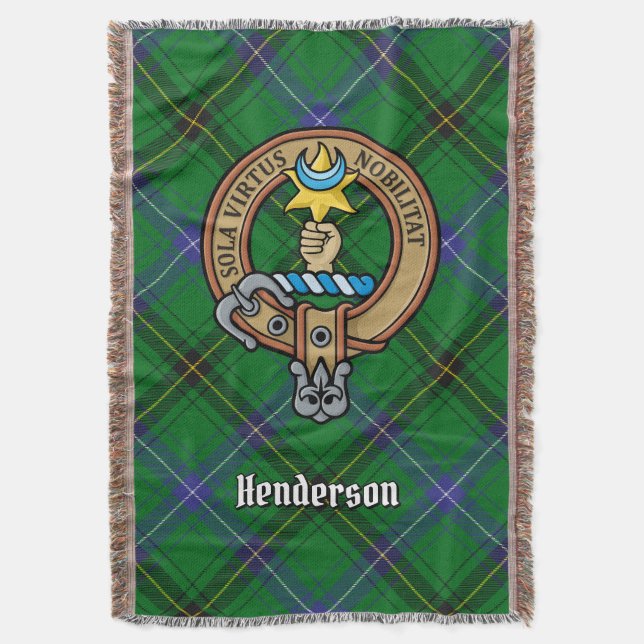 Clan Henderson-Wappen über Tartan Decke (Vorderseite Vertikal)
