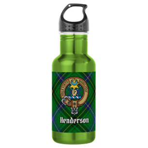 Clan Henderson-Wappen über Tartan Edelstahlflasche