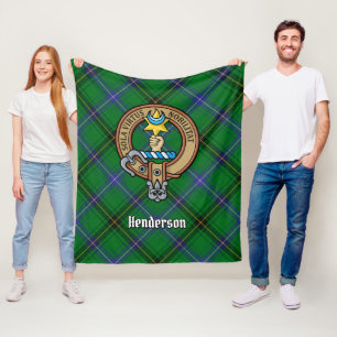Clan Henderson Wappen über Tartan Fleecedecke