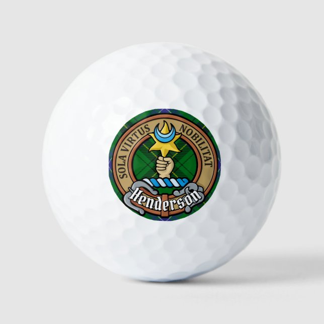 Clan Henderson Wappen über Tartan Golfball (Vorderseite)
