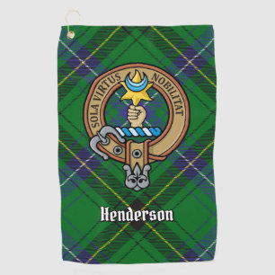 Clan Henderson Wappen über Tartan Golfhandtuch