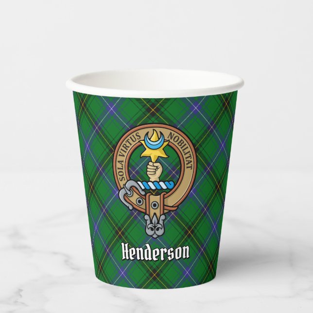 Clan Henderson Wappen über Tartan Pappbecher (Vorderseite)