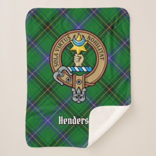Clan Henderson Wappen über Tartan Sherpadecke