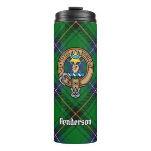 Clan Henderson Wappen über Tartan Thermosbecher