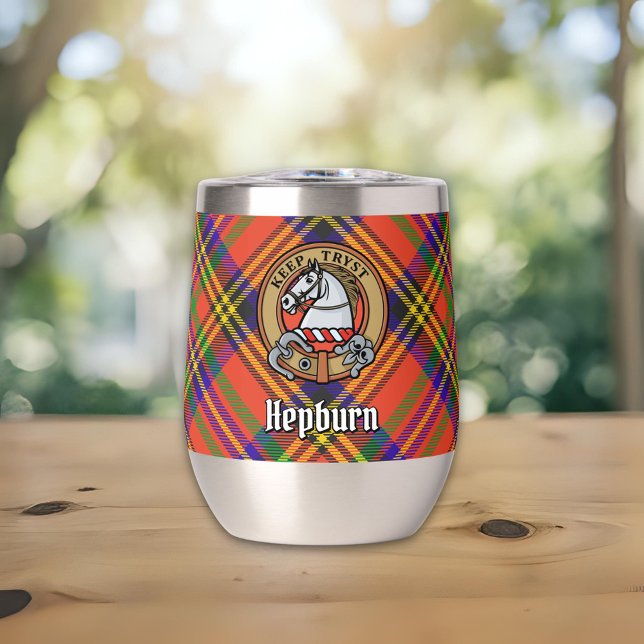 Clan Hepburn Wappen über Tartan (Von Creator hochgeladen)