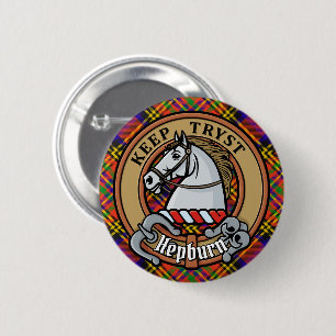 Clan Hepburn Wappen über Tartan Button