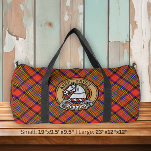 Clan Hepburn-Wappen über Tartan Duffle Bag