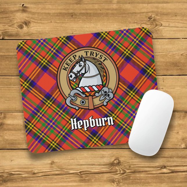 Clan Hepburn Wappen über Tartan Mousepad (Von Creator hochgeladen)