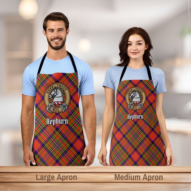 Clan Hepburn Wappen über Tartan Schürze (Von Creator hochgeladen)