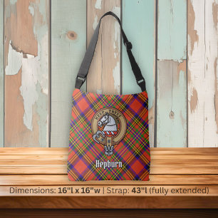 Clan Hepburn-Wappen über Tartan Tragetaschen Mit Langen Trägern