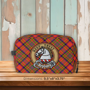 Clan Hepburn-Wappen über Tartan Waschbeutel