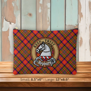 Clan Hepburn-Wappen über Tartan Zubehörtasche