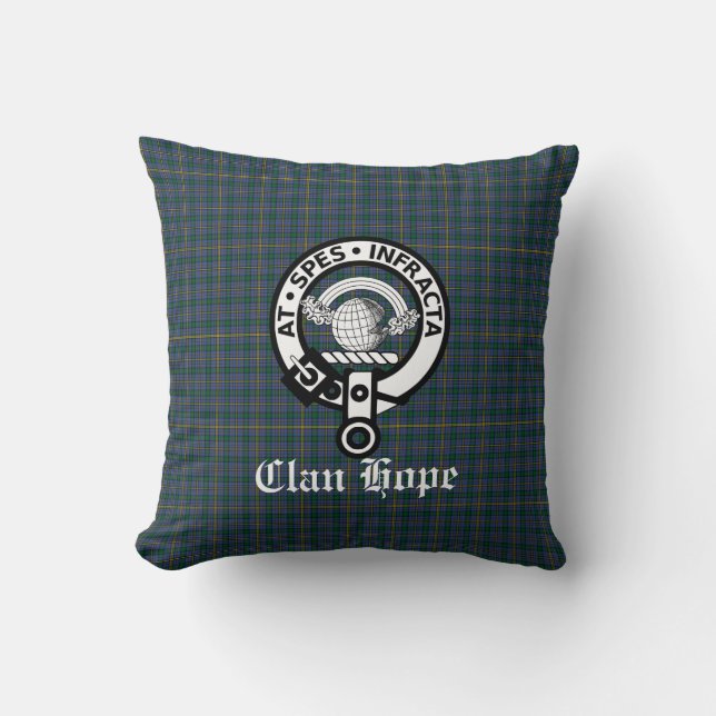 Clan Hope Wappen Abzeichen & Tartan Kissen (Vorderseite)