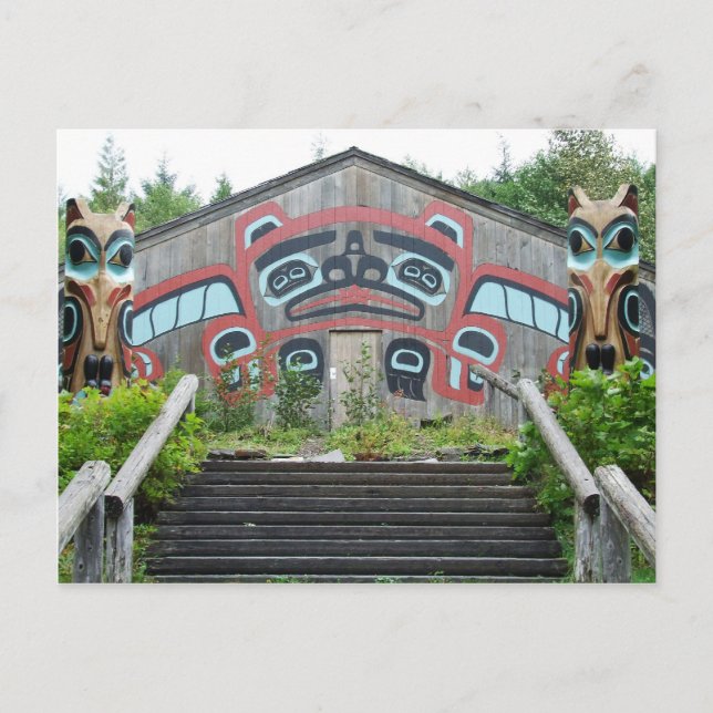 Clan House and totem poles, Ketchikan, Alaska Postkarte (Vorderseite)